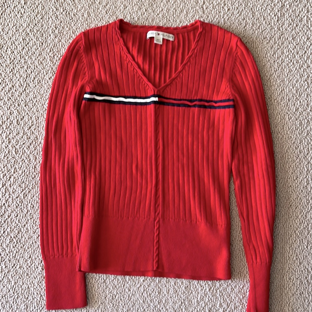 Tommy Hilfiger red navy and white vintage sweater from 2006